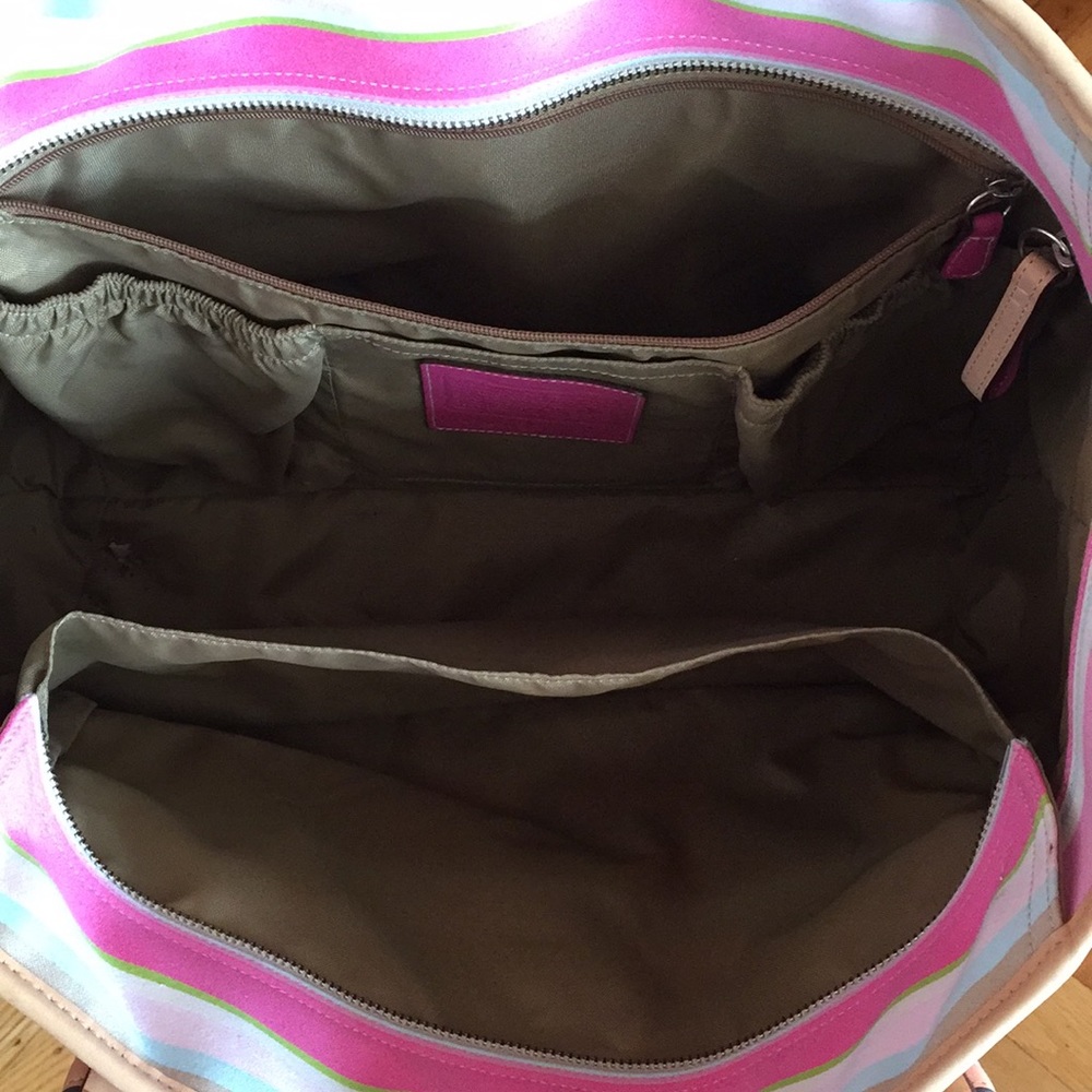 Authentic Coach Leather Heritage Stripe Diaper Bag - Picture 2 of 5